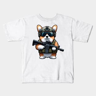 Tactical Corgi Kids T-Shirt